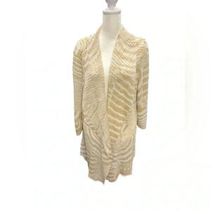 Chicos Travelers Crinkled Jacket Sz 3 XL Canella Tan Geo Swirl Artsy NWT $119